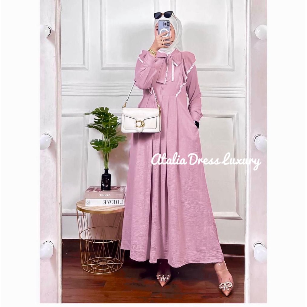 Atalia Dress Luxury Crinkle Airflow Kombinasi Renda/ LARISA DRES