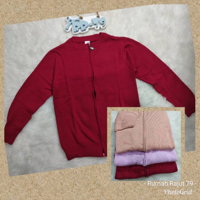 Sweater jaket cardigan zipper anak 10-15T