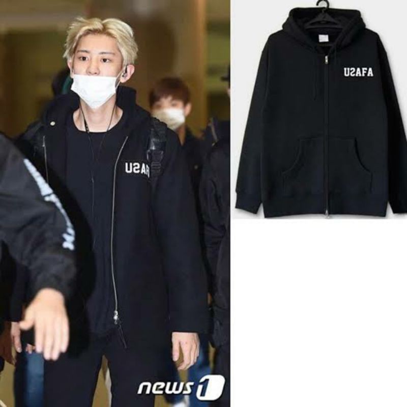 Jeket Hoodie ZIPPER Exo Chanyeol style uzafa logo