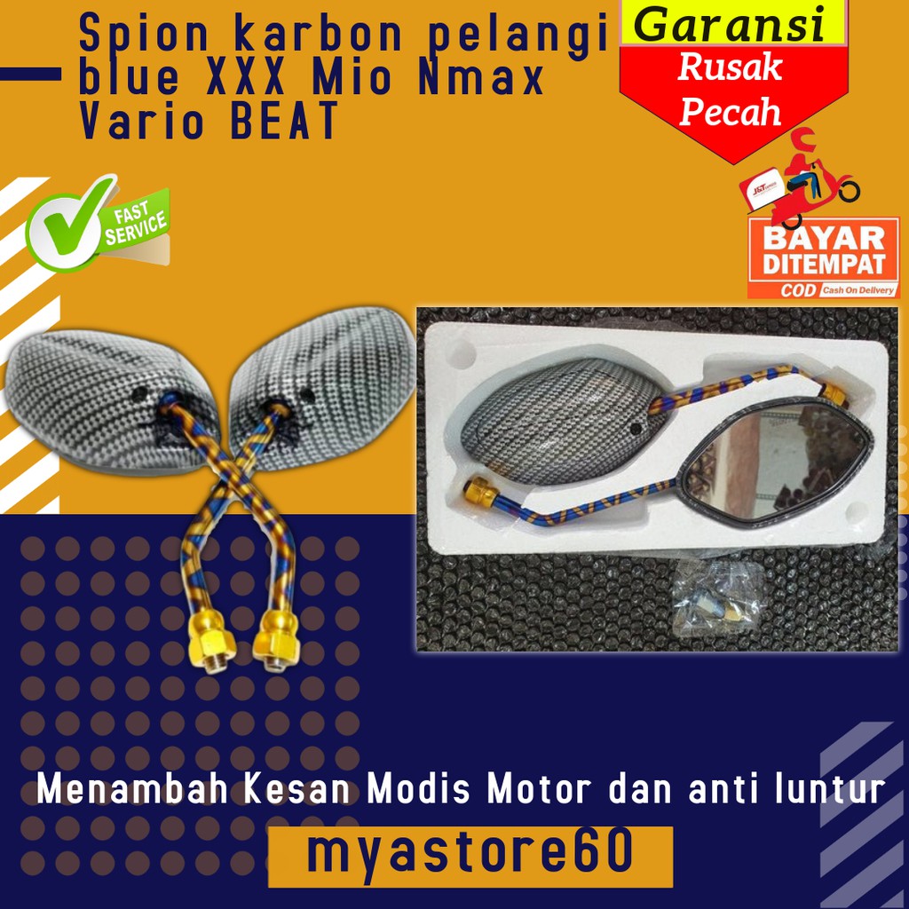 MURAH Spion karbon pelangi blue XXX Mio Nmax Vario Fu BEAT