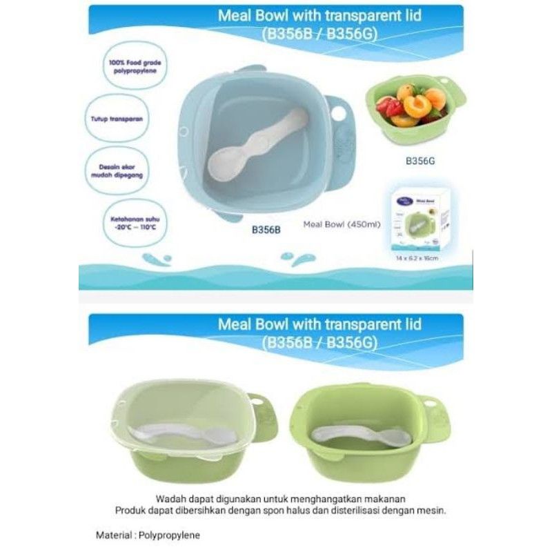 Baby Safe Meal Bowl With Transparent Lid B356 - Babysafe Mangkong Makan Mpasi Bayi Set