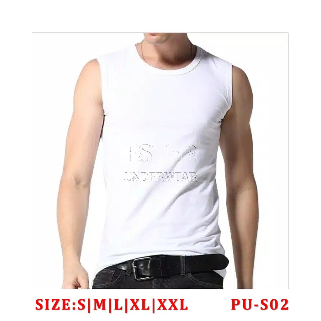 Kaos Tanktop Pria PIERRE UNO PU-S02 PUTIH ISI 1Pcs