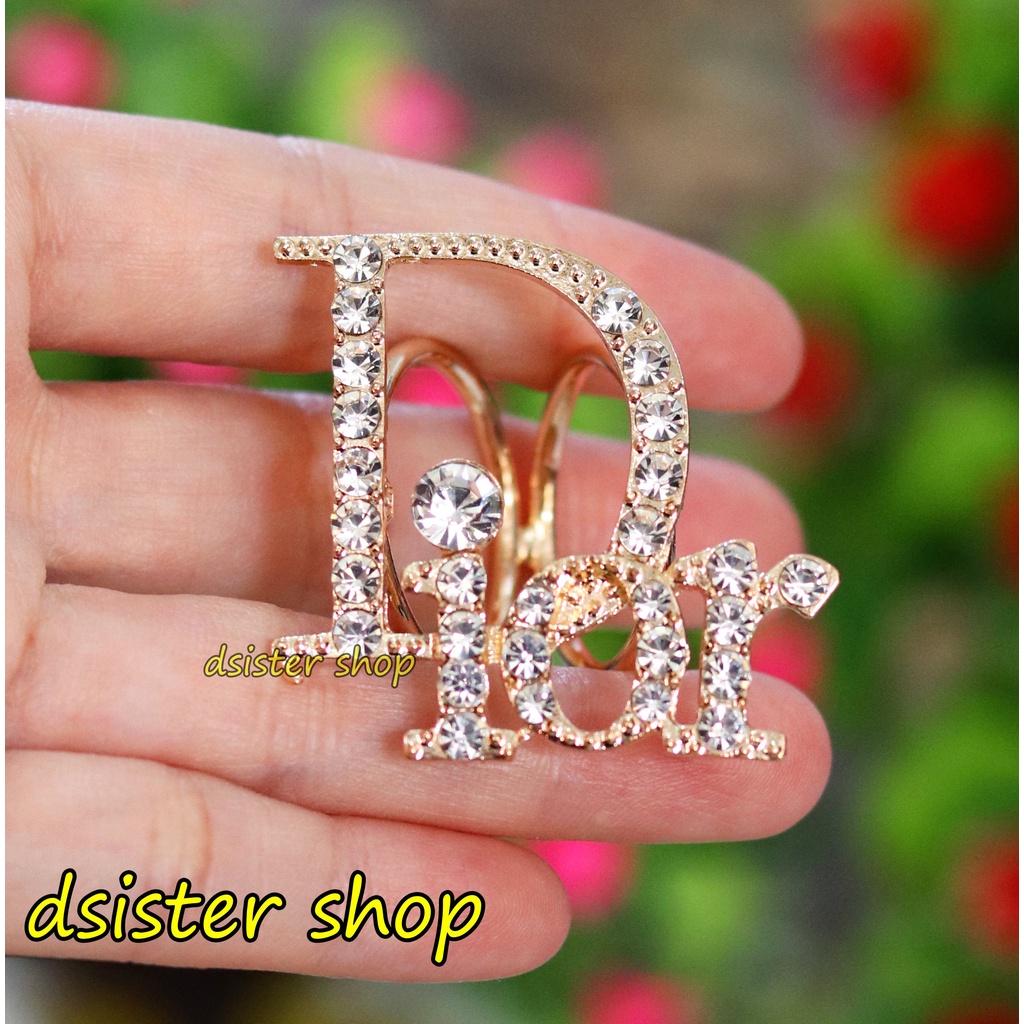 Bros Cincin Part 1 Ring Hiasan Aksesoris Syal Hijab HURUF Permata Hitam Putih-Ring D Emas D