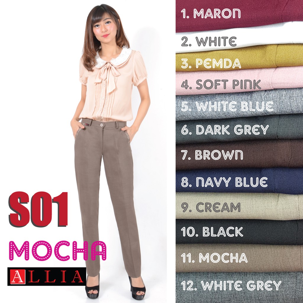 Celana Kerja Wanita ALLIA S01 M - 7L / celana bahan / celana kerja wanita kantor