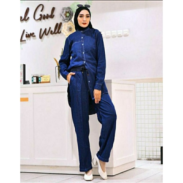One set tunik dan kulot jeans