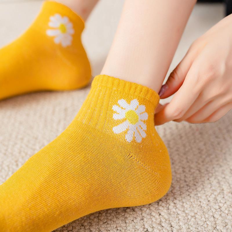 ☛TK☚ R456 Kaos Kaki Motif Bunga Aster Cute Kaos Kaki Girl Motif Bunga Daisy Korea Panjang Semata Kaki Import