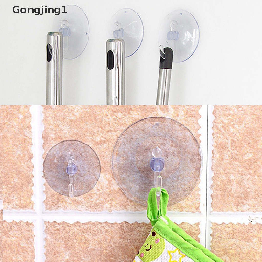 Gongjing1 Kait Gantung Transparan Dengan Suction Cup Untuk Dapur / Kamar Mandi