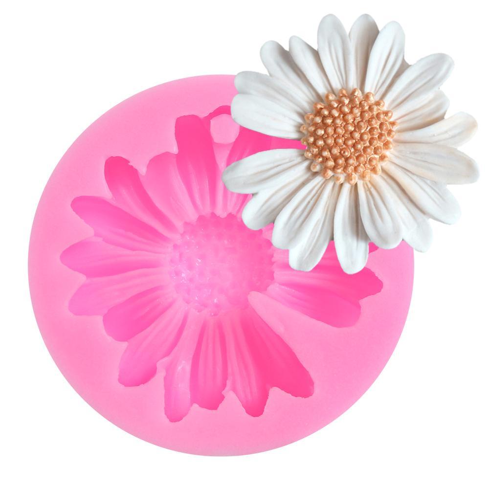 TOP Cetakan Resin Bunga Matahari Glossy Untuk Perhiasan DIY Casting Mold Dengan Lubang Epoxy Resin Sun Flower Silicone Mold