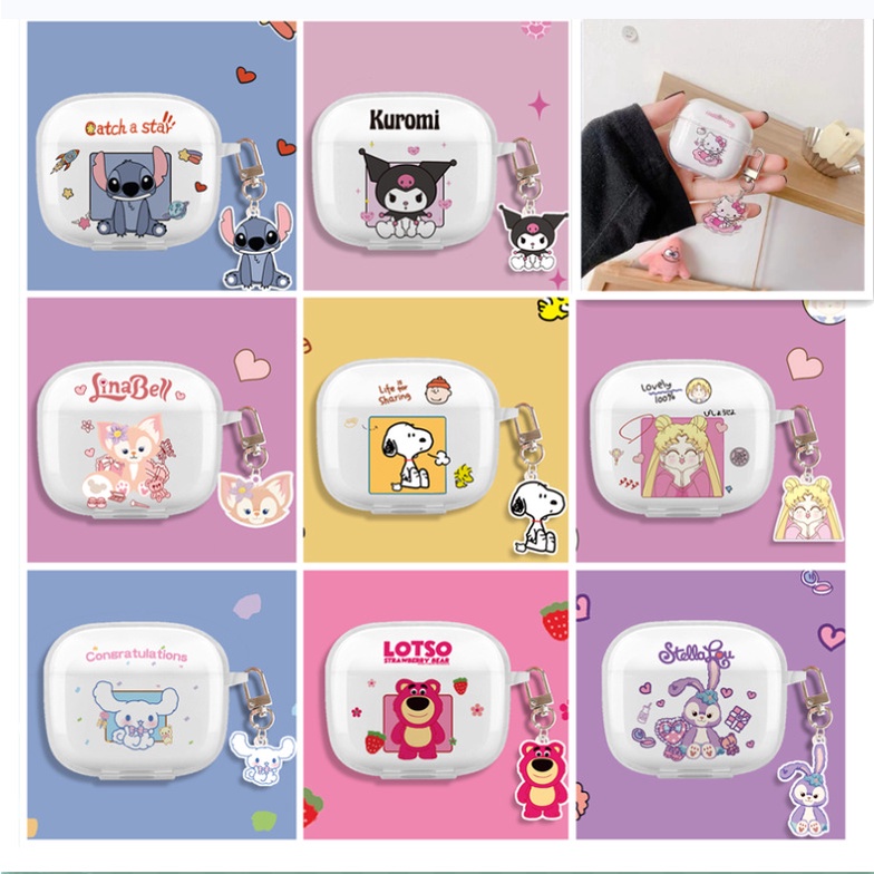 Soft Case Pelindung Earphone Bluetooth Transparan Motif Kartun Dengan Liontin Untuk Lenovo LP40 LP 40