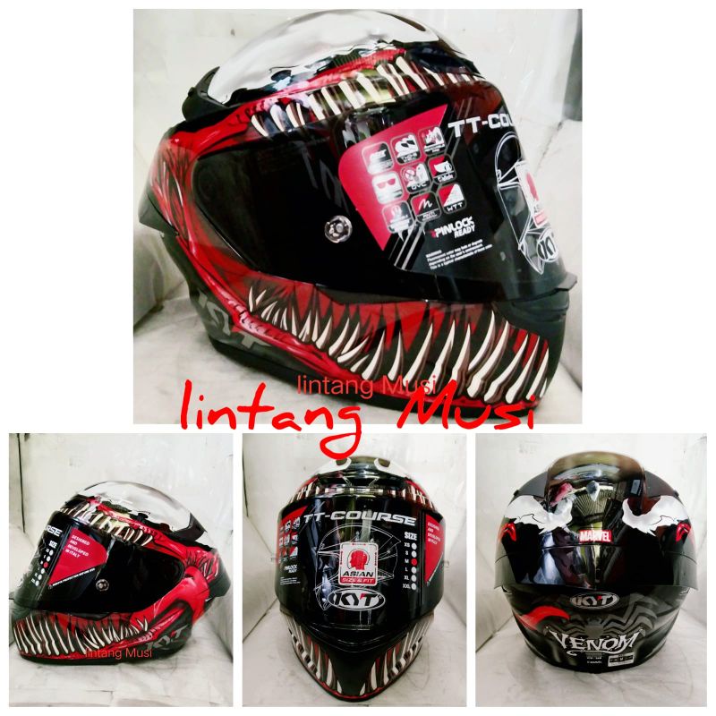KYT TTC FLAT & PINLOCK READYMARVEL VENOM#2 MOTIF TERBARU LIMITED EDITION