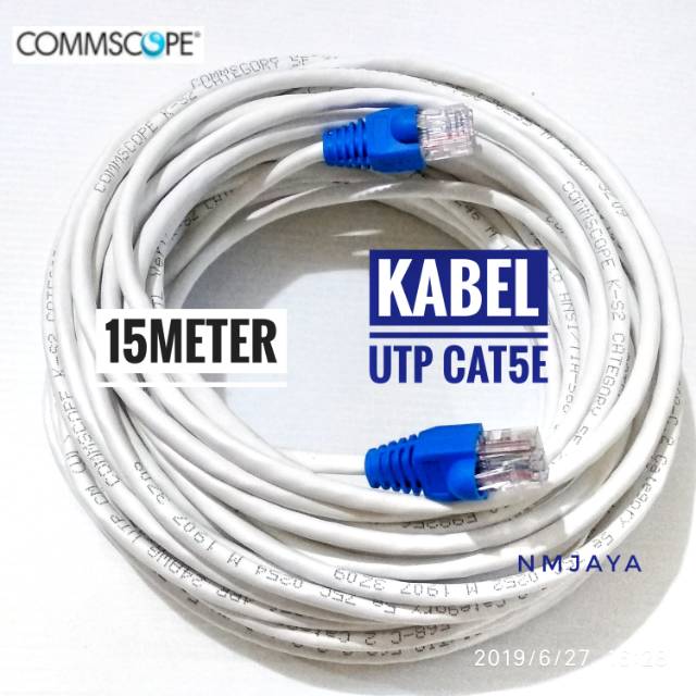 Kabel LAN UTP Cat5e 15 meter AMP Commscope original siap pakai crimping rj45 commscope