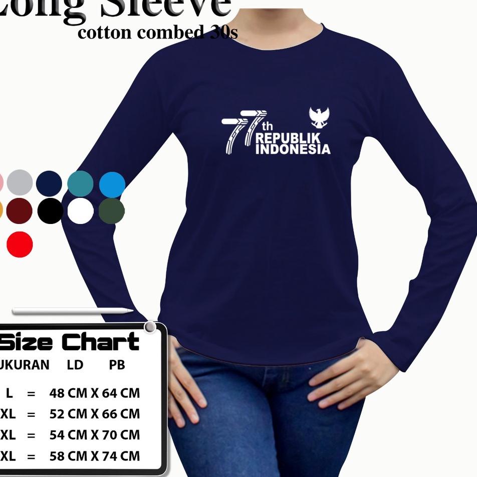KAOS WANITA HUT RI 77 KAOS LENGAN PANJANG HUT RI 77 ATASAN WANITA LENGAN PANJANG HUT RI 77 17 8 1945