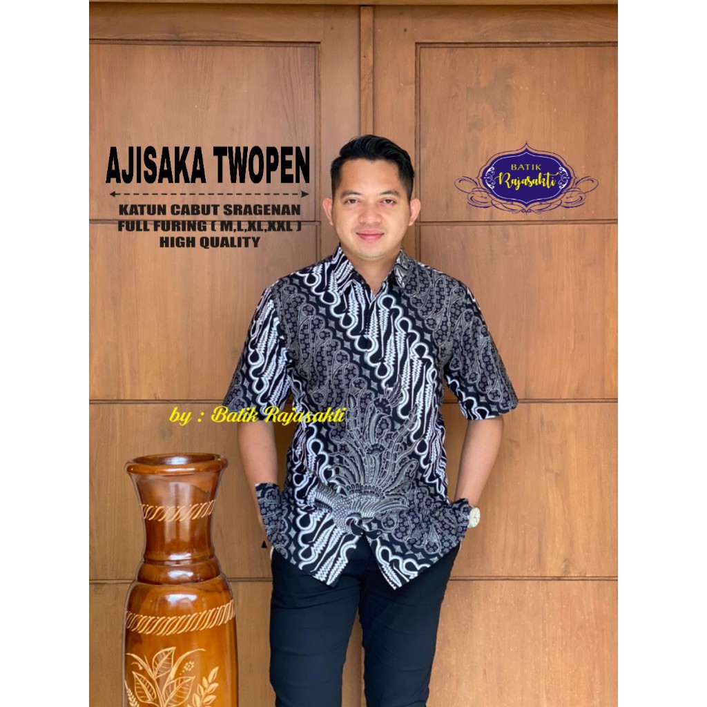 AJISAKA RAJASAKTI KEMEJA BATIK SOLO PRIA LENGAN PENDEK LAPIS FURING ATASAN BATIK PREMIUM MODERN KATUN HALUS BAHUWIRYA  BANAMITRA BANAMITRA PUTIH BANGSAWAN BAYU PUTRA BERLIAN BIRU BHARATAYUDA BIMASENA BIRENDRA BIRU INDAH BRAHMAKERTA BRAHMAKERTA MERAH BUDID