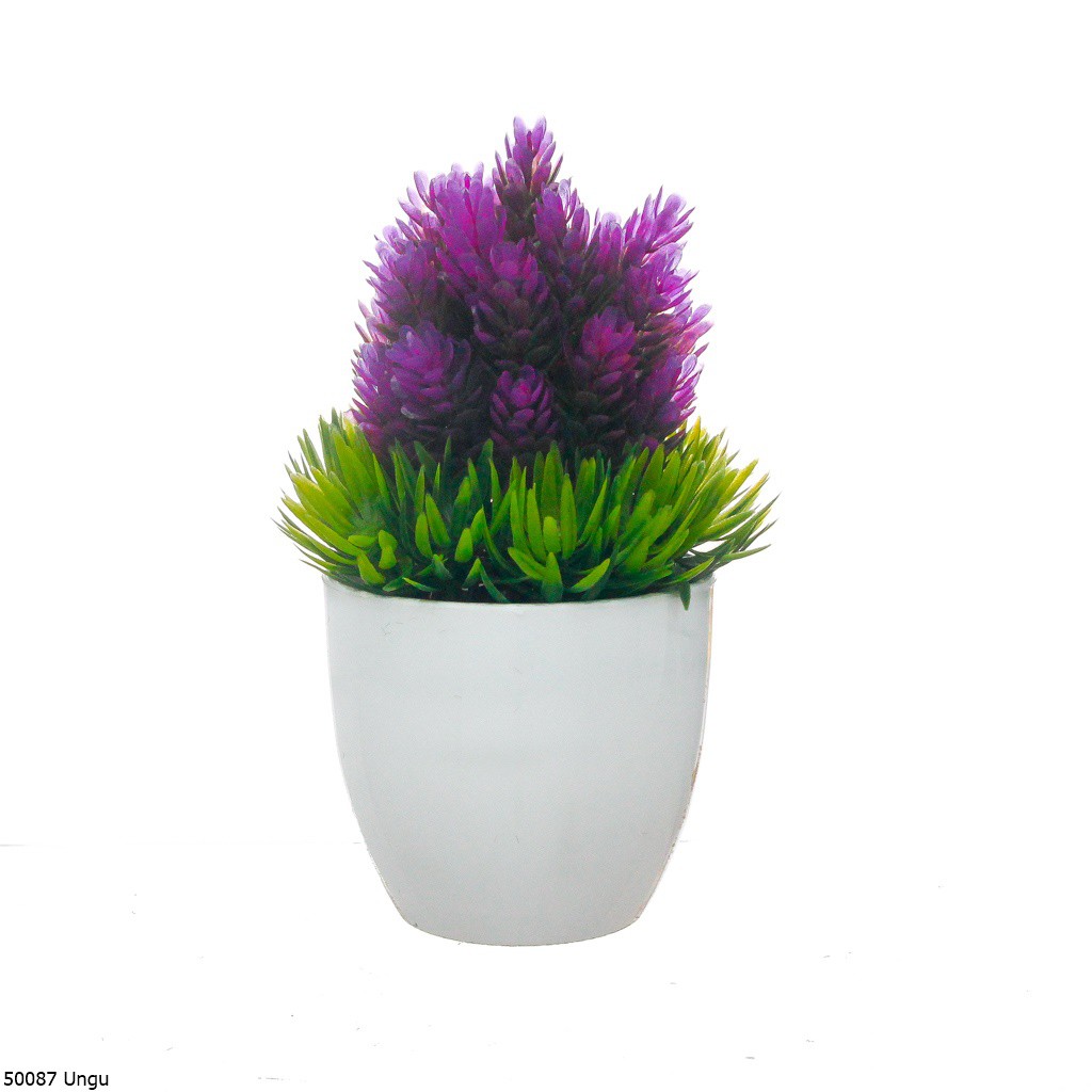 Bunga Plastik Hias Bonsai Pinus Artifisial 5008-Ungu