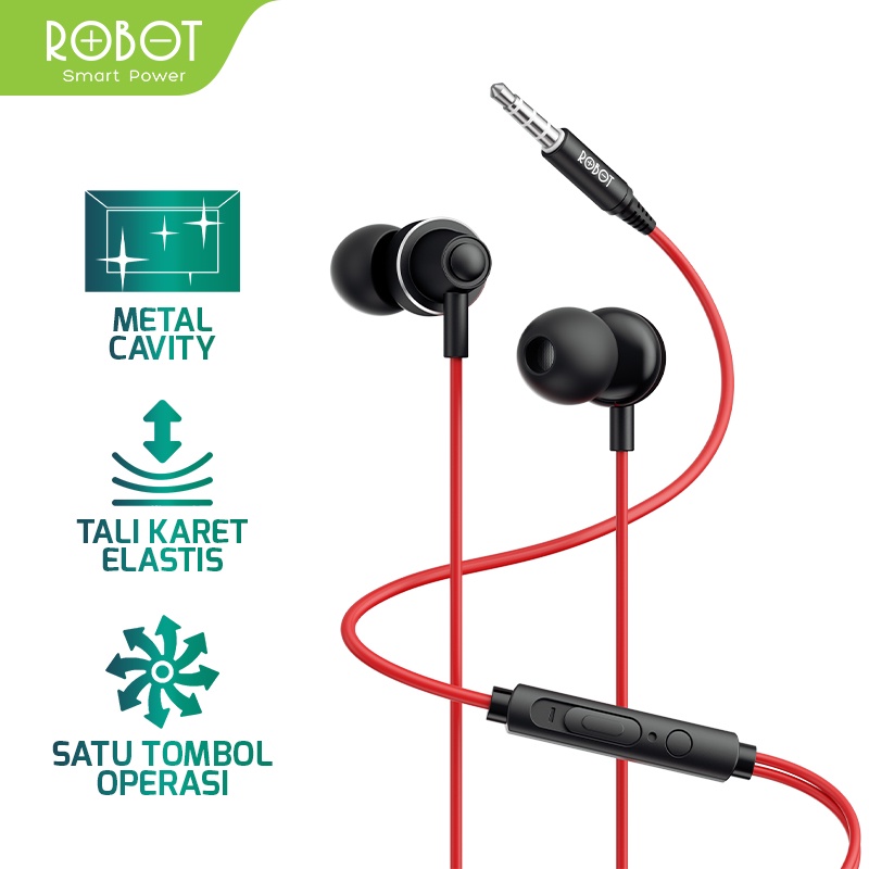 HENSET ROBOT  Headset Earphone RE240S In-Ear Deep Rich Bass Metal Wire Original - Garansi Resmi 1 Tahun ORIGINAL