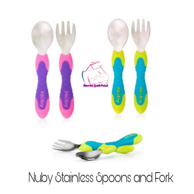 NUBY STAINLESS SPOONS AND FORK