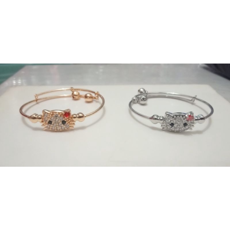 RAC683. Gelang xuping anak anak lapis emas dgn mata zircon ukuran flexibel model hello Kitty