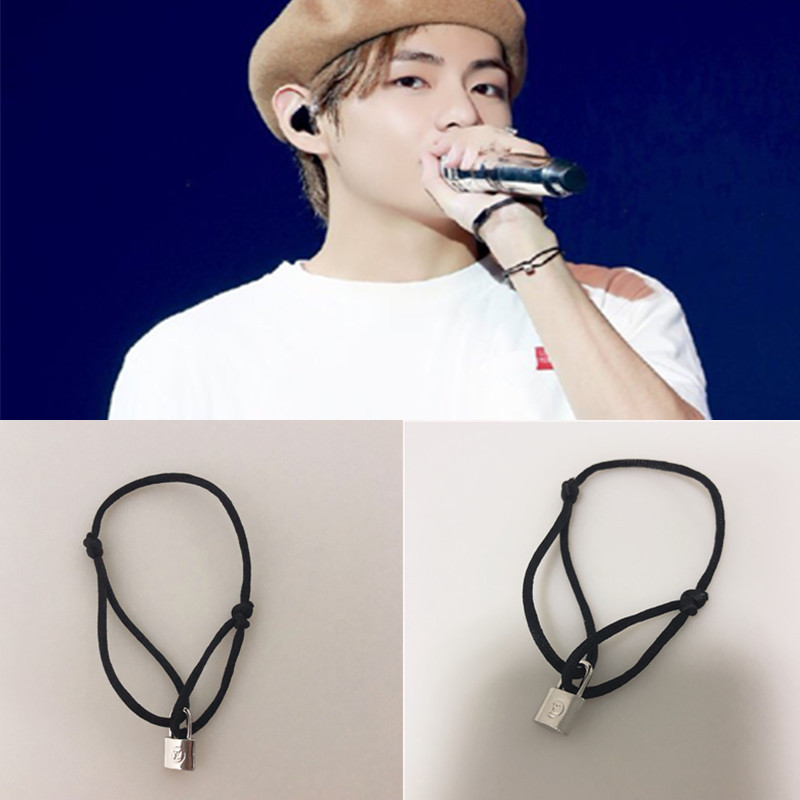  Gelang  Tangan Strap Kepang Motif Kpop Bts  V  Dengan Kunci 