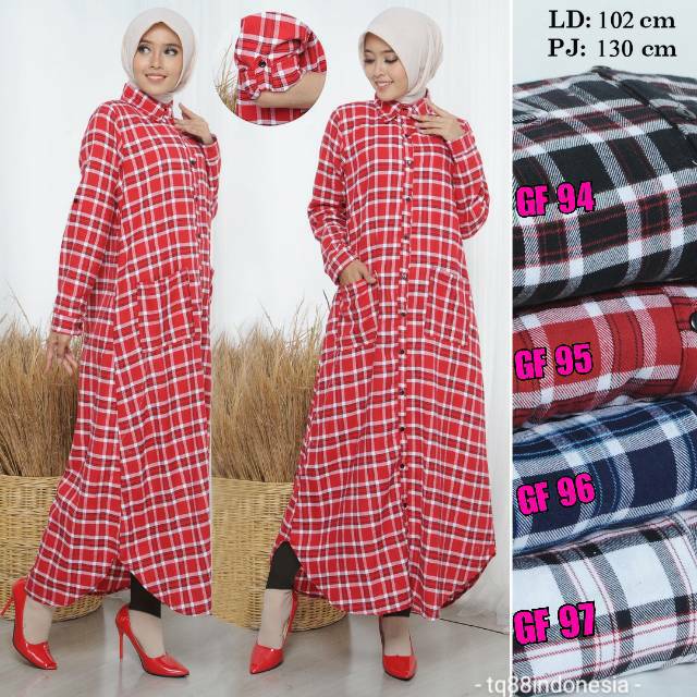 Gamis flanel/gamis kotak kotak/maxi kotak/gamis/maxi/long dress/long dress kotak