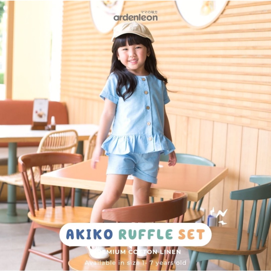 ARDENLEON Akiko Ruffle Button Setelan Anak (1-7 Yr) Setelan Ruffle Pendek Anak CBKS