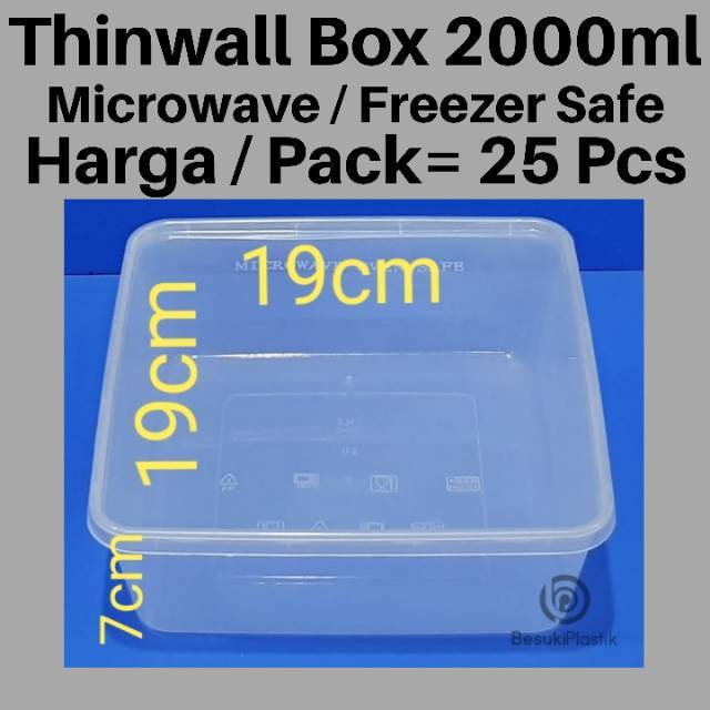 Thinwall 2000ml SQ / Thinwall 2000ml Kotak Persegi Box Kotak Microwave