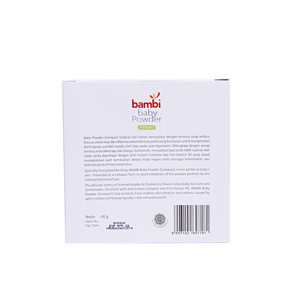 BAMBI Baby Powder Refill + Puff 40gr / Refill Bedak TERLARISS