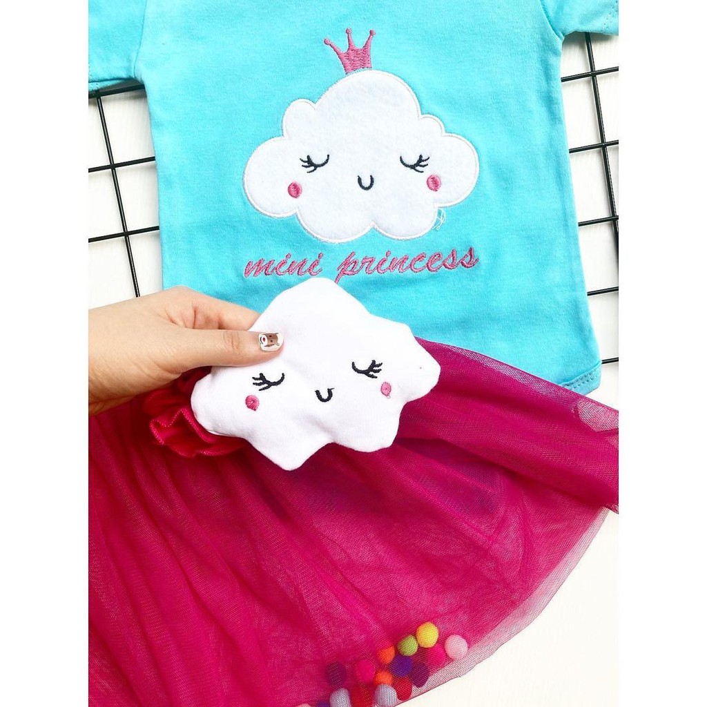 QUEEN CLOUD Baju Setelan Jumper Rok Bandana Pergi Lucu Fashion Anak Bayi Perempuan Cewek Terlaris