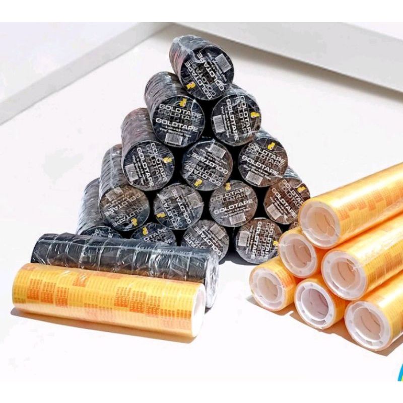 

Gold Tape Isolasi Kecil Bening & Hitam, satuan /Selotip