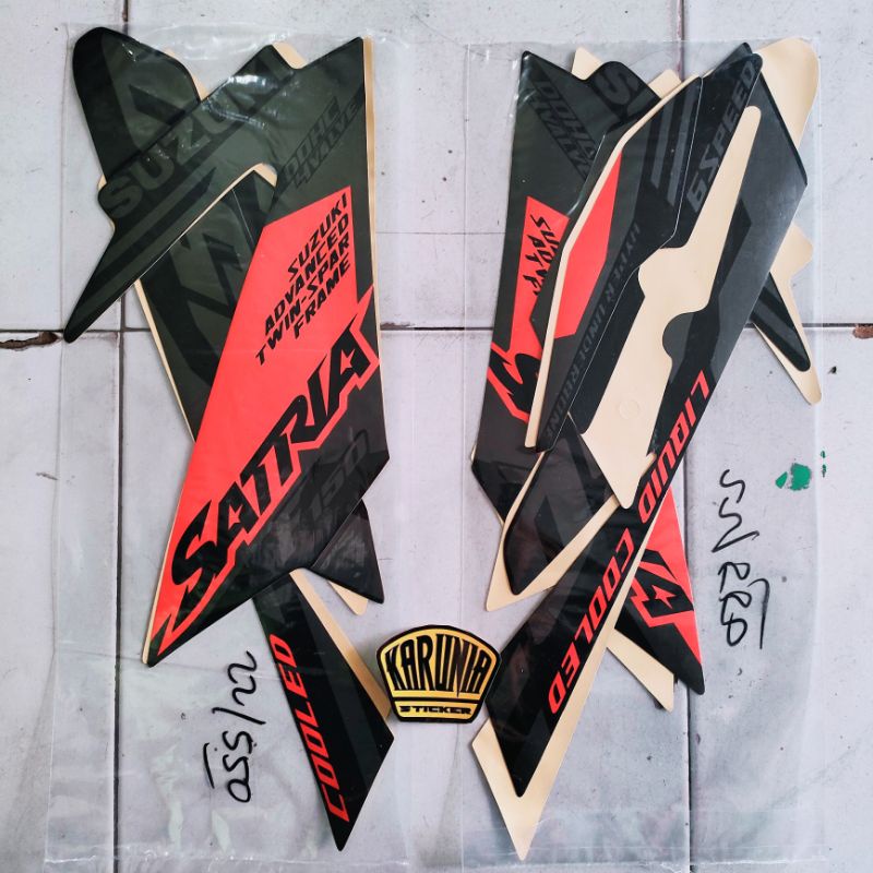 STRIPING STICKER LIS STIKER MOTOR SATRIA FI FU 2022 HITAM ORANGE
