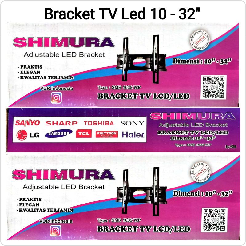 Shimura Bracket Gantungan TV Geser LED 10-42inch