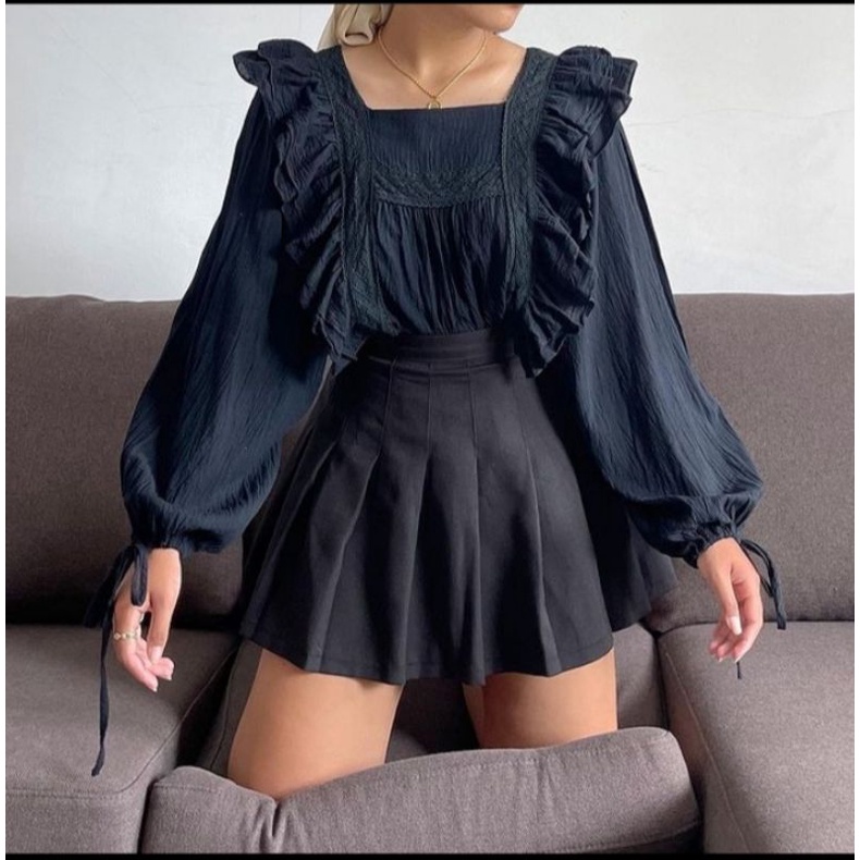 PRELOVED KOREAN BLOUSE/THRIFT KOREAN BLOUSE/PRELOVED BLOUSE LENGAN BALON/PRELOVED BAJU LENGAN BALON/