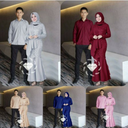 COUPLE CP NAYSILA MAXY GAMIS KEMEJA BALOTELI BRUKAT - BAJU KOPEL KONDANGAN PESTA COPEL DRESS DUYUNG 