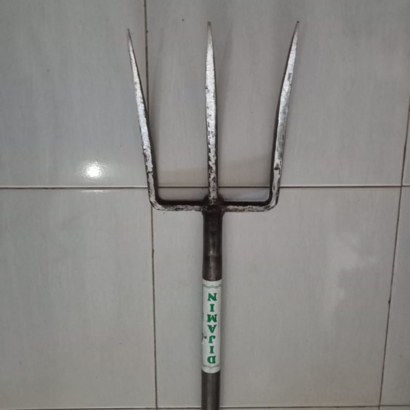 garpu tanah injak lurus baja asli