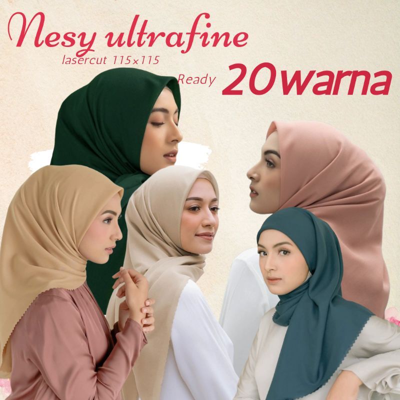 Hijab Segi Empat Polos Ultrafine / Superfine Voal Premium Laser Cutting