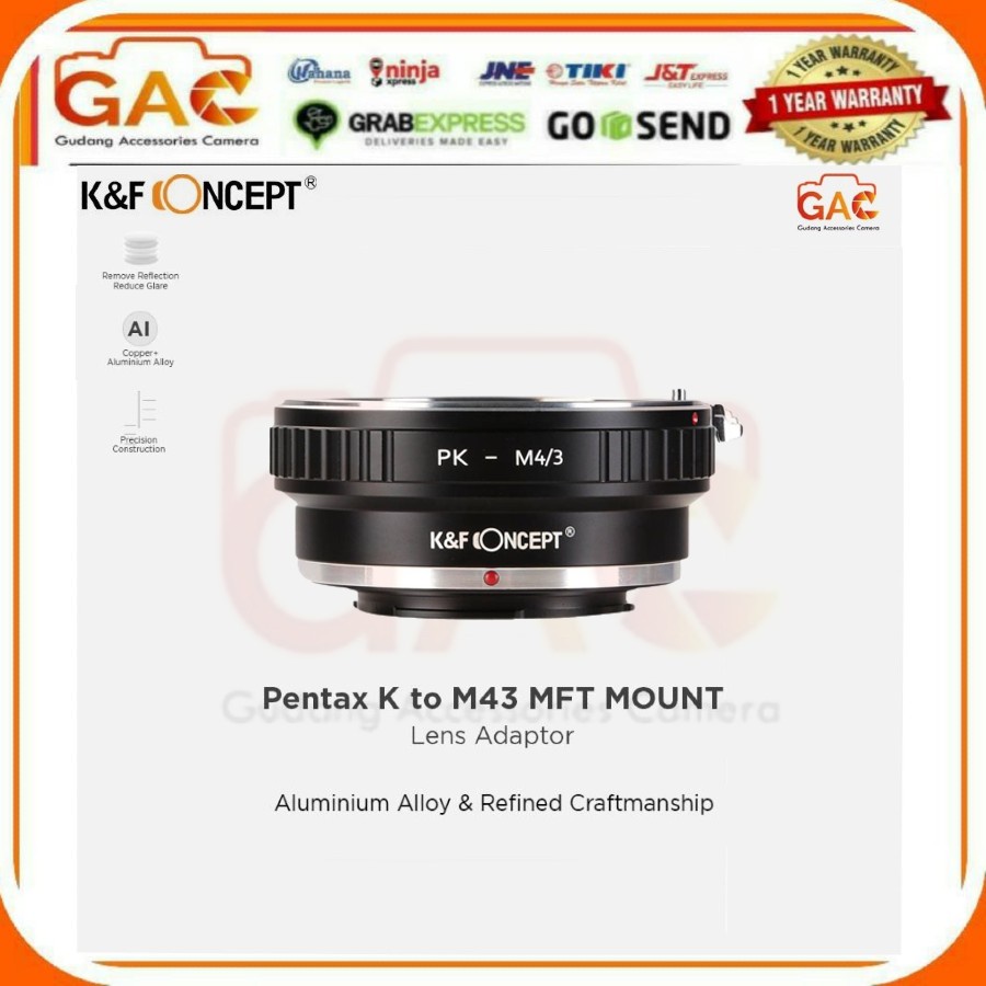 Adapter Lens Mount Pentax K to M43 MFT Mount KNF Concept