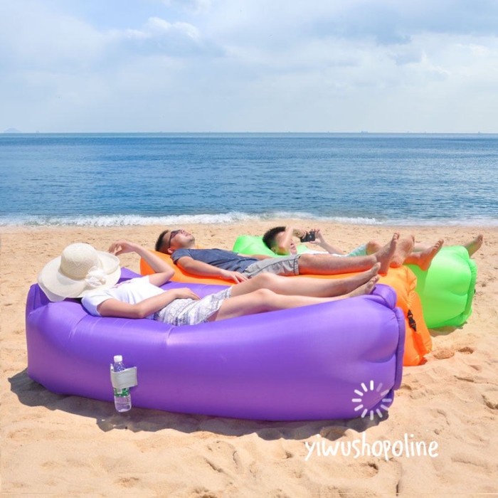 Lazy Bag Lay Bag Air Bed Sofa Angin Sofa Pantai Traveling Lazybag - Ungu