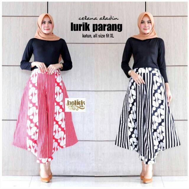 Suplier Celana Aladin Batik Wanita Motif Lurik Parang Katun Premium Modern Warna Bawahan Cewek bd9e8wCdmpR0a