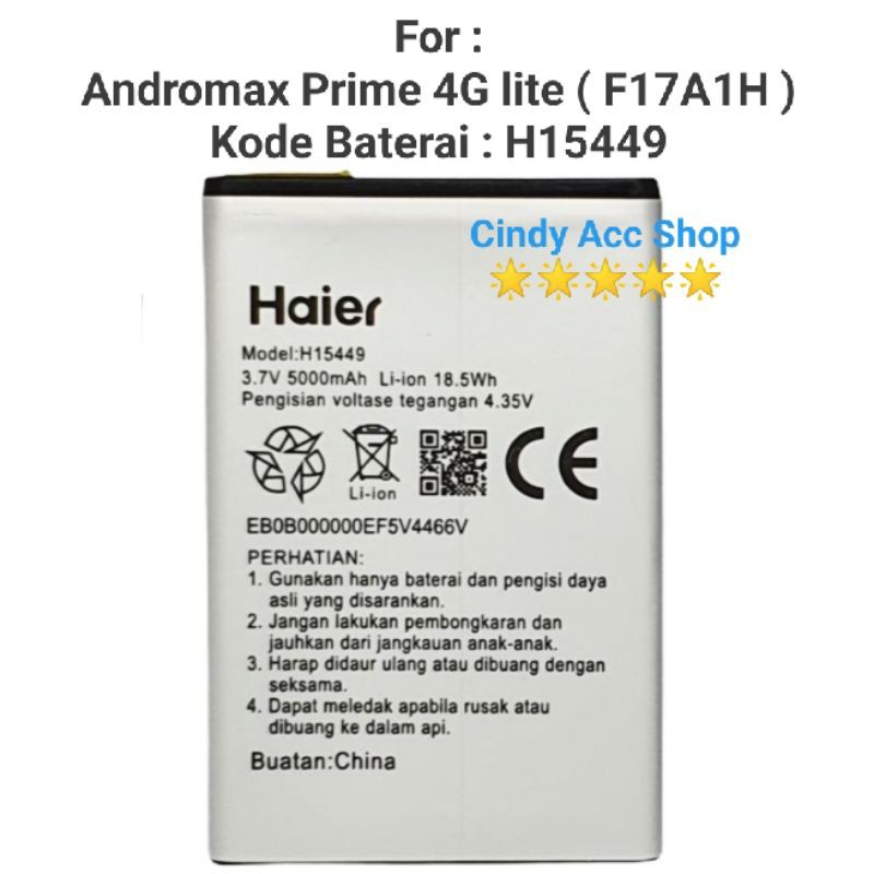 Baterai Andromax Prime 4G Lite F17A1H H15449 Batre Battery Doublepower