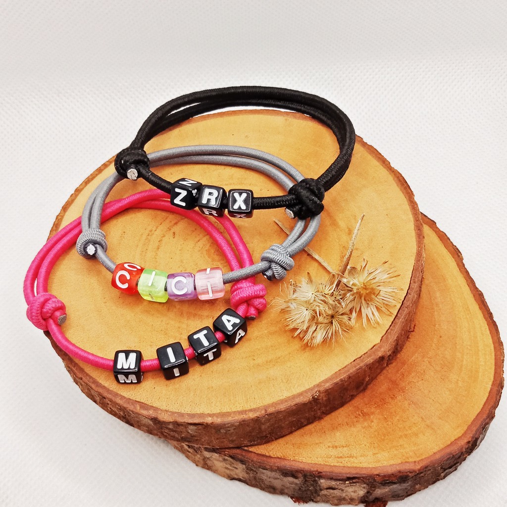 GELANG NAMA TALI ELASTIS  / GELANG NAMA WARNA / GELANG NAMA ANAK