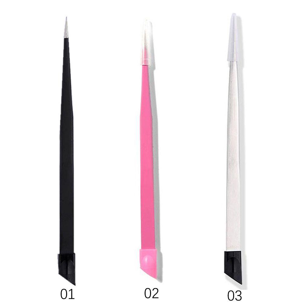 Top Nail Tweezer Kepala Silikon Profesional Kepala Lurus Rhinestones Picker