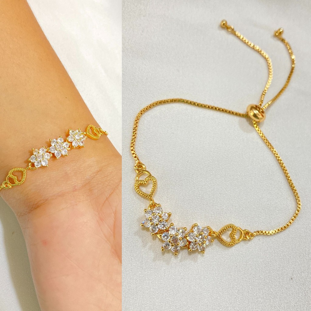 Gelang Wanita Serut Anti Karat Vintage Perhiasan Titanium Asli Berlapis Emas KTA02-8