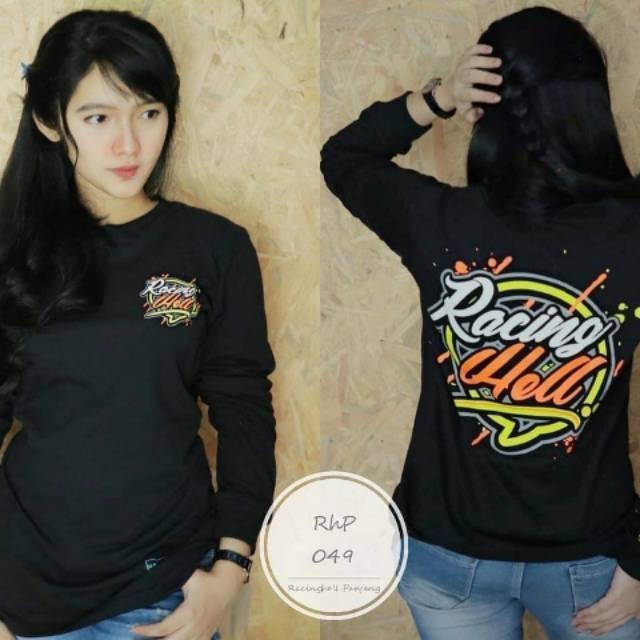 KAOS RACING HELL LONG HAND FREE STICKER BISA COD