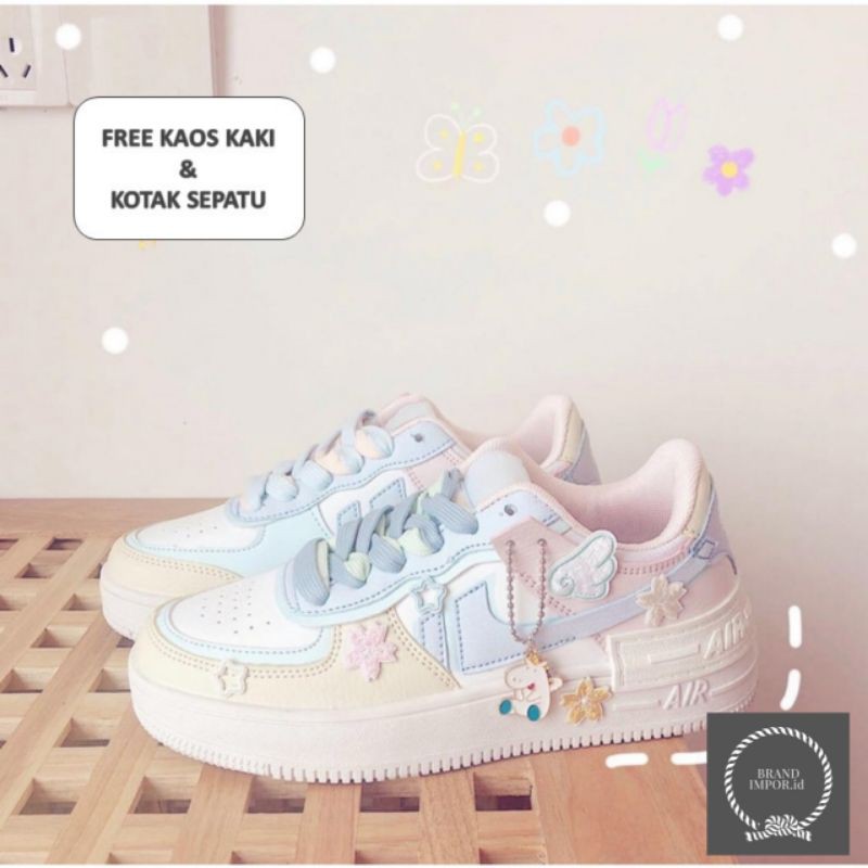 BRANDIMPOR Sneakers Korea Wanita SYRA FREE KOTAK & KAOSKAKI - SHG064 SEPATU SNEAKER KOREA VIRAL