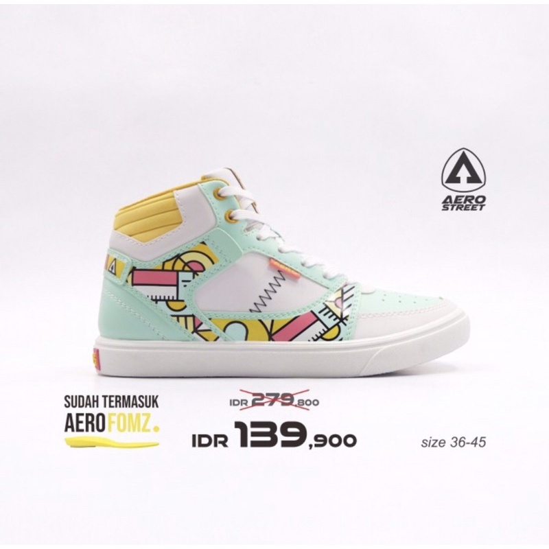 Aerostreet Hoops x Namakalian Archsik Putih Mint kuning Size 45