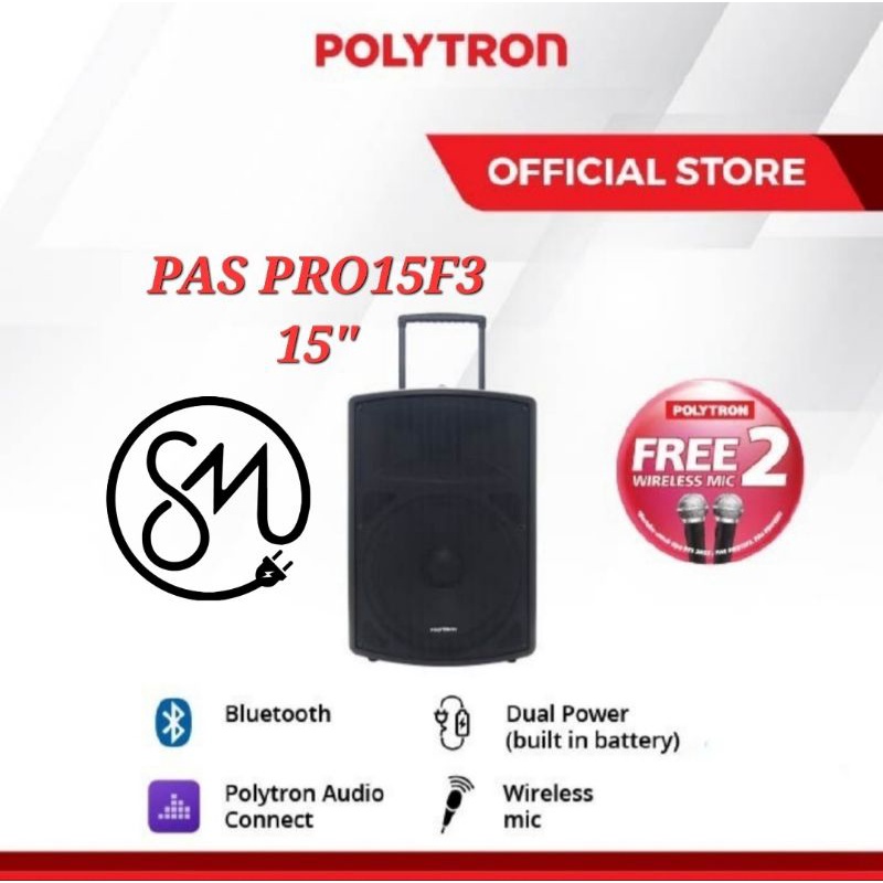 Speaker Portable Polytron PAS PRO15F3 15 inc Bluetooth Professional Active Speaker 15F3