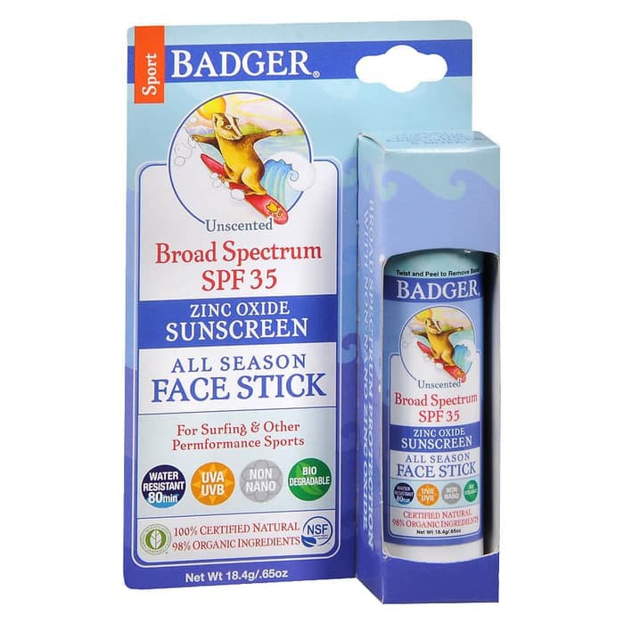 [READY STOK] Badger Sport Sunscreen Face Stick SPF 35 18,4 gr / Organic Sunscreen Sunblock