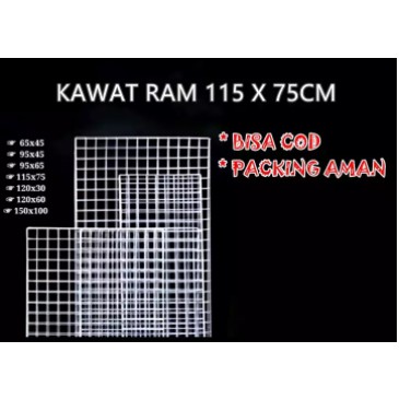 Kawat Ram 115x75 Cm 3mm -Rak Display Aksesoris HP - Rak Gantung putih