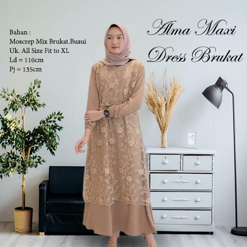 Gamis lebaran terbaru muslimah brukat baju pesta gamis wanita dewasa baju malaysia Gamis kondangan bridesmaid dress midi dress gamis pesta premium