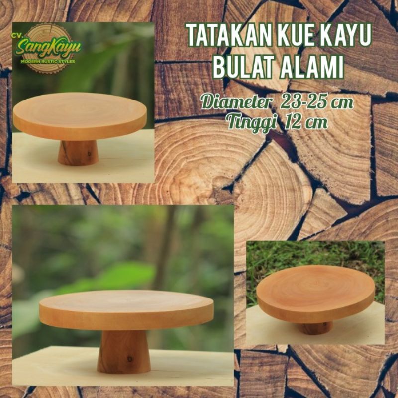 Rak kue kayu alami 23-25x12cm wooden cupcake stand natural tatakan kue