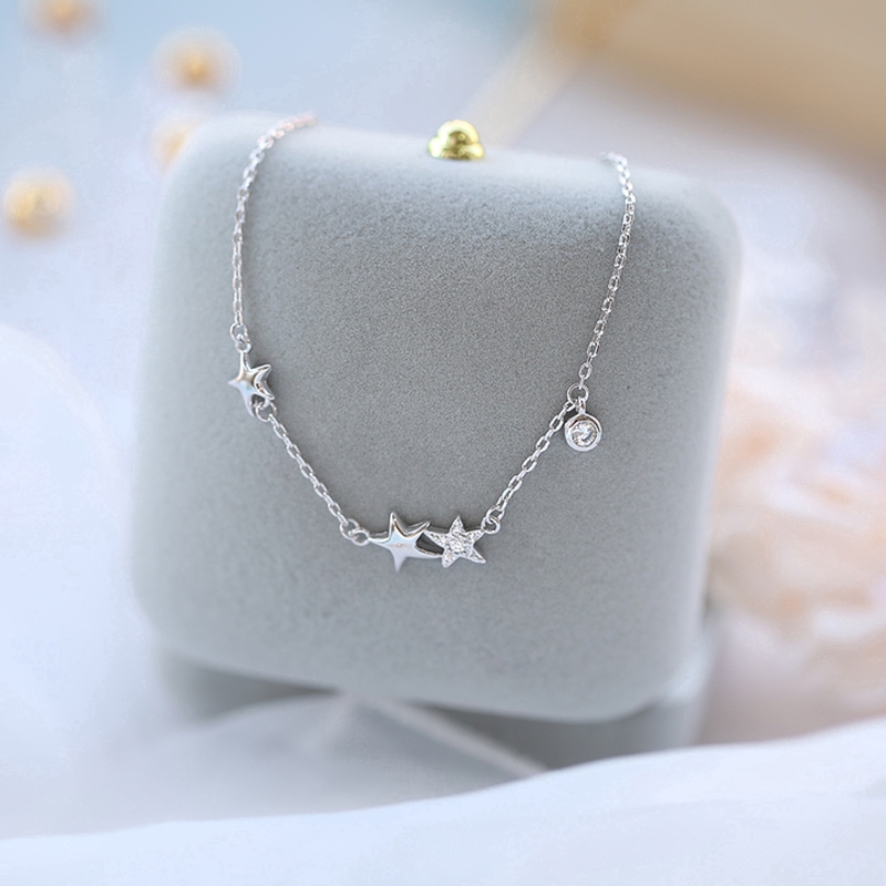 Gelang Perak Bintang Zirkon Fashion Silver Star Zircon Charm Bracelet Crystal Chain Jewelry Gift